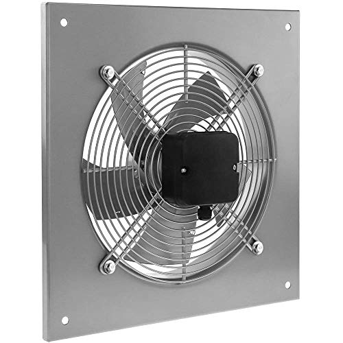 PrimeMatik - Extractor de Aire de Pared de 300 mm para ventilación Industrial 2550 RPM Cuadrado 430x430x64 mm Plateado