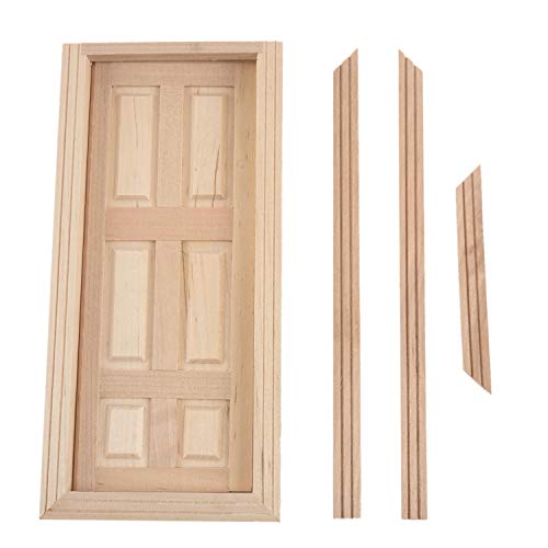 Puertas de madera de casa de munecas - SODIAL(R) 1/12 puertas de madera interiores de 6 paneles de color de madera en miniatura de casa de muneca de DIY