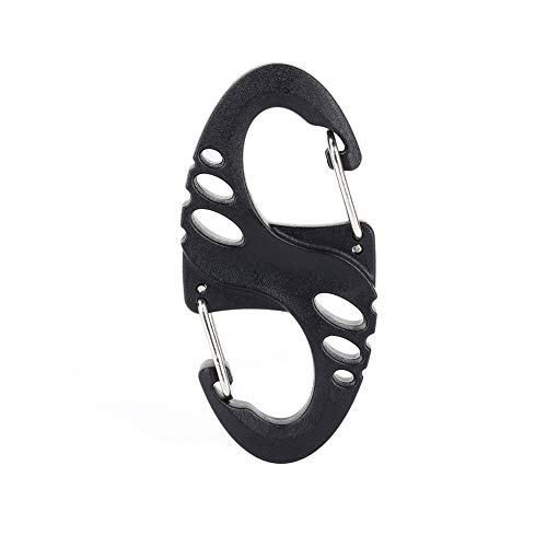 Qii lu Clips de mosquetón, Hebillas de mosquetón Gancho de Escalada Tipo S Mosquetón Llavero de Doble Hebilla Mini Negro para Llavero Correas y arneses