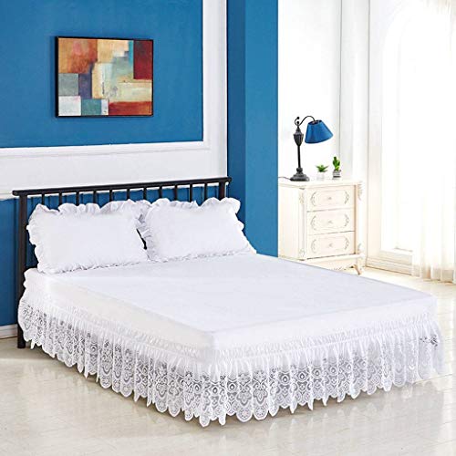 QUNCUNG Bedding Ruffled Bedskirt,Medidas canapé Volantes elástica Falda de Cama Tres Lados de Tela envuelven elástico Cubre unda de somier-C-REY200*200Cm