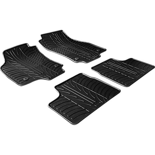 Rubber Car Mats GL 0081 Alfombrillas de Goma para Coche con Clips de Montaje T Perfil, 4 Piezas