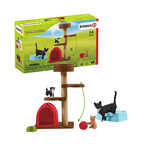 Schleich 42501 - Juego para Gatos Bonitos con múltiples Funciones y Accesorios, Colección Farm World