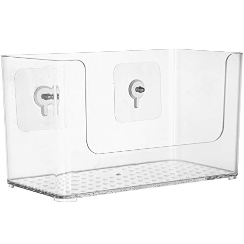 Sea Team - Estantería de plástico Transparente con Ventosa para la Ducha, para Montar en la Pared, Organizador de cosméticos para la Mesa del baño