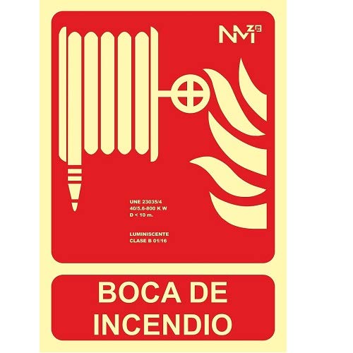 Señal boca de incendio homologada PVC 21x30cm Rojo