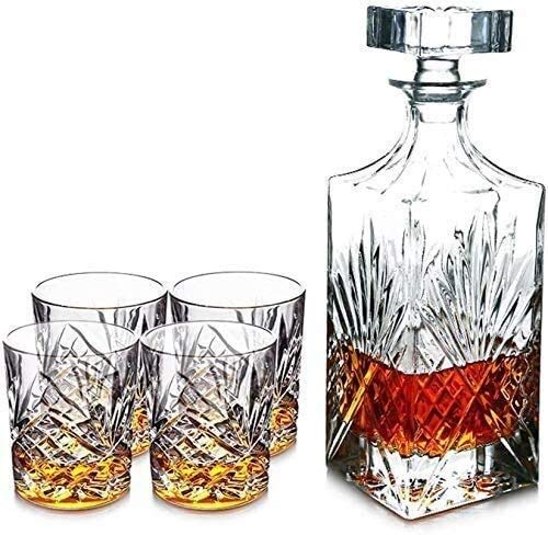 Sencillez Juego De Decantadores De Whisky De 5 Piezas De 800 Ml De Cristal con 4 Gafas De Whisky Libre De Plomo CHENGYI (Color : Default)