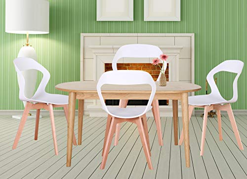 Set of 4 Nordic style chairs with plastic back, Hollow out modern design for living room, dining room, office, meeting room, restaurant【White】