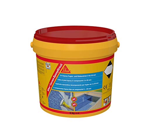 SikaCeram EpoxyGrout, Mortero de rejuntado epoxi para baldosas y azulejos con espesores de 2 a 20 mm, 5kg, Marfil