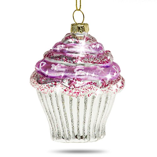 SIKORA BS399 Adorno de Árbol de Navidad Figura de Vidrio - Cupcake