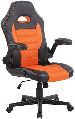 Silla Racing John En Cuero Sintético & Tejido En Tela I Silla Gamer Regulable En Altura & Giratoria I Silla De Oficina Acolchada I Color:, Color:Naranja