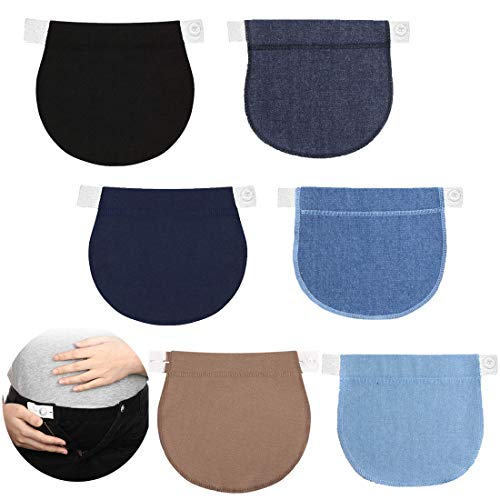 Simoda 6 Piezas Extensor de Pantalones de Maternidad Extensor de Cintura Ajustable Extensor de Cintura de Embarazo Alargador de Pantalones Elástico para Mujeres Embarazadas,6 Colores