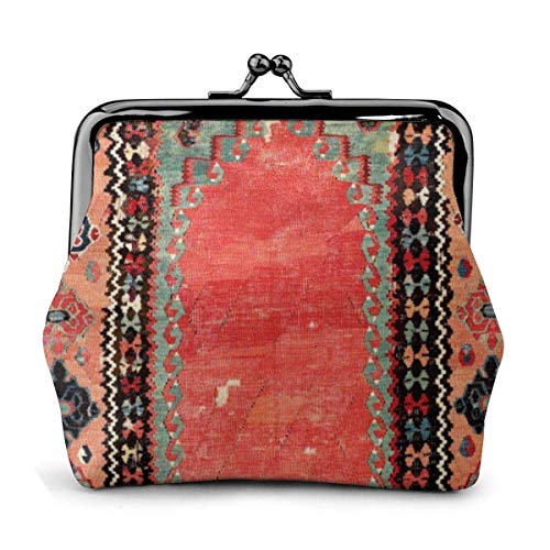 Sivas Antiguo Capadocio Turco Nicho Kilim Mujer Cuero Exquisito Monedero Kiss Lock Monedero Pequeño Monedero Estuches para Tarjetas de crédito Mini Billetera Bolsa para Llaves en Efectivo 4.52"X 4.