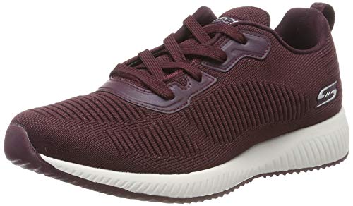 Skechers Bobs Squad-Total Glam, Zapatillas Mujer, Rojo (Burg Black and Multi Engineered Knit), 38 EU