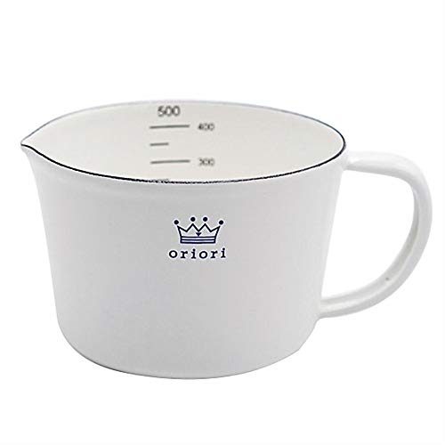 SLHP Taza medidora de esmalte, estilo vintage, jarra medidora de cocina (azul, 0,5 litros)