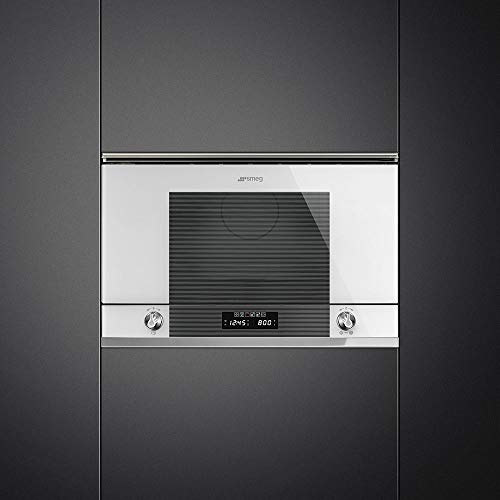 Smeg MP122B1 - Microondas con parrilla integrada (22 L, 850 W), color blanco y acero inoxidable