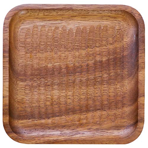 SODIAL Bandeja de Madera para el Hogar Bandeja de Madera para Café Bandeja Cuadrada Japonesa de Carey Color Puro Antideslizante, 18 CM