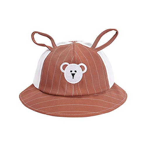 Sombreros para niños Primavera y Verano Nuevo algodón versión Coreana del Lindo Osito bebé Sombrero de Pescador Media Malla Sombrero para el Sol para niños