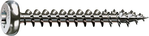 Spax 207000000000 - Tornillo universal de 5,0 x 30 mm, 200 piezas, la cabeza de media caña, t-star plus 4cut, totalmente roscados, de acero inoxidable a2-óxido, 1.4567-0