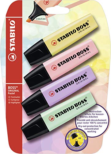 Stabilo Boss Original - Pack de 4 marcadores, tinta multicolor