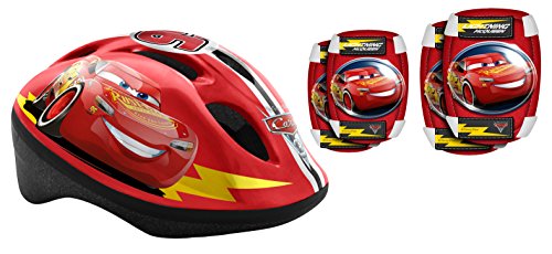 STAMP SAS Combo Cars (Helm + Elbow & Knee Pads), Niños, Rojo, 5+