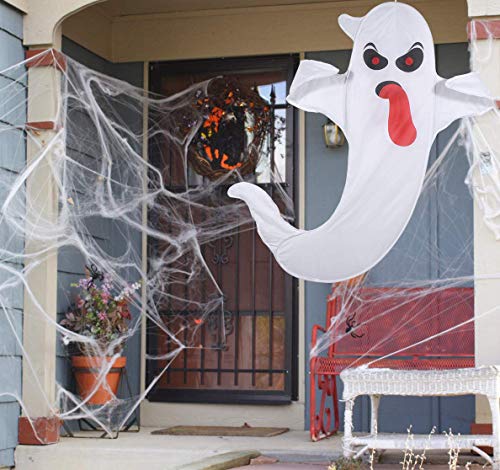 STOBOK Decoración fantasma de Halloween Fantasma blanco Windsock Horror columpio Fantasma Decoración colgado para patio de la ventana de la casa al aire libre