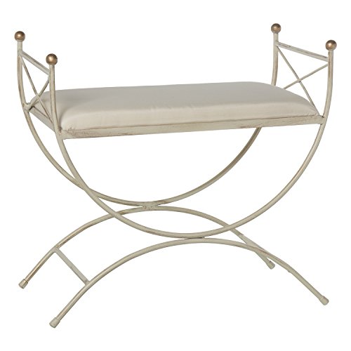 SuskaRegalos-Banqueta Hierro Forjado Decapé Cruceta_65x36x60cm-asiento:59x35cm