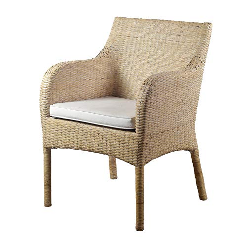 tapidecor Silla BUTACA Mimbre Rattan BEIG con COJIN 60X60X87