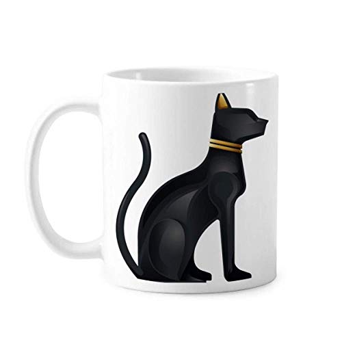 Taza de cerámica con diseño de gato negro abstracto de Egipto antiguo