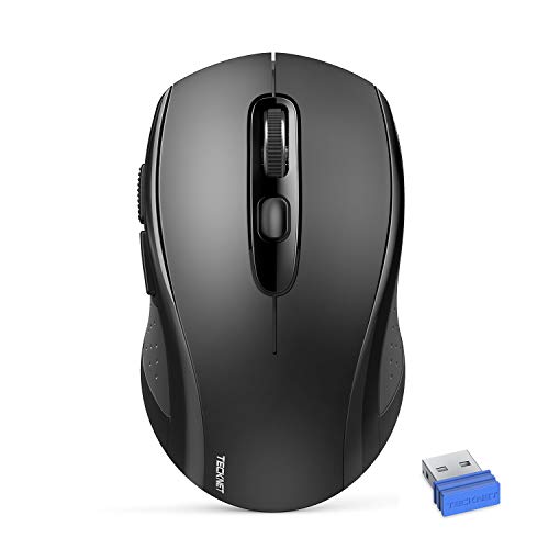 TECKNET Ratón Inalámbrico Bluetooth de Tres Modos (BT5.0/3.0 + 2.4G Inalámbrico), Mouse Inalámbrico 3 Niveles 2400DPI, Compatible con Mac X/Linux/Andriod/Windows