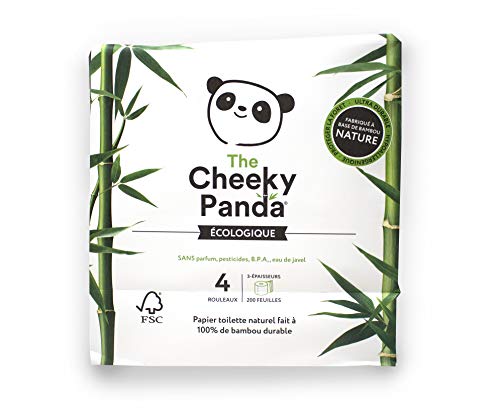 The Cheeky Panda - Papel higiénico 100% bambú (4 rollos, sin plástico)