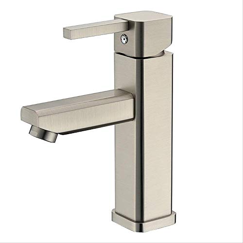 Todo cobre, pico, cuadrado. 16001A Cable,Grifo de Lavabo Cascada Grifo para Baño Monomando Grifería Cromado Plateado con de Agua Inoxidable Larga Durabilidad