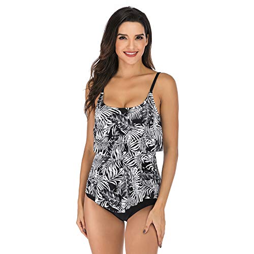 Traje De Baño De Mujer, Bikini De Dos Piezas, Bikini De Mujer Traje De Baño De Cintura Alta, Bañadores con Volantes y Hombros Descubiertos con Volantes,B,XXL