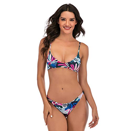 Traje De Baño del Bikini De Las Mujeres, Traje De Baño De Dos Piezas De Cintura Baja, Bikini De Mujer Triángulo Sexy con Cordones Traje De Baño De Dos Piezas,B,XL