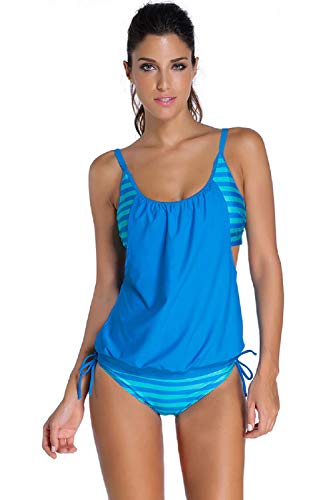 UMIPUBO Mujer Rayas Tankini Bikini 2 Piezas Sexy Conjunto de Bikini Trajes de Baño Tanga Playa Bikini Set Push-up Acolchado Ropa de Baño Beachwear