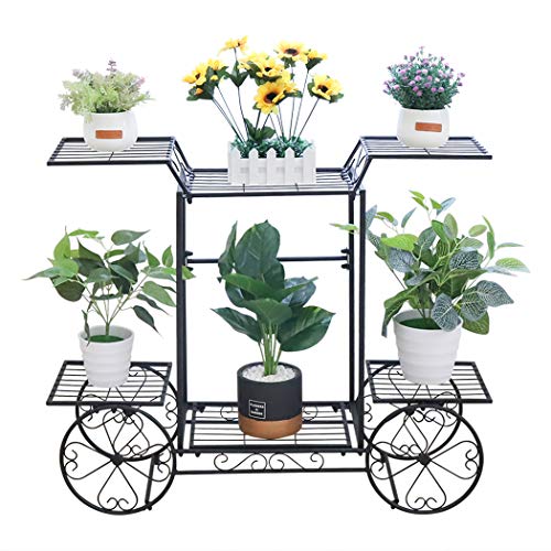 unho Estantería para Macetas de Hierro Soporte de Flores Plantas para Jardín Exterior Interior Estantería Decorativa con 6 Estantes 83 x 22 x 68.5cm