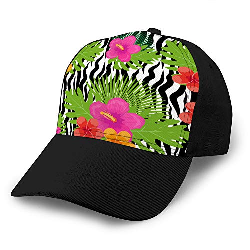 Unisex Mujer Algodón Gorras de béisbol Ajustables Perfil bajo Lavado Papá Sombreros Flores Tropicales Plantas Hojas y Piel Animal Deportes Snapback