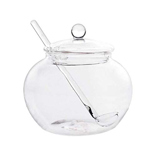UPKOCH - Azucarero de cristal transparente con tapa transparente para la cocina del hogar (350 ml)