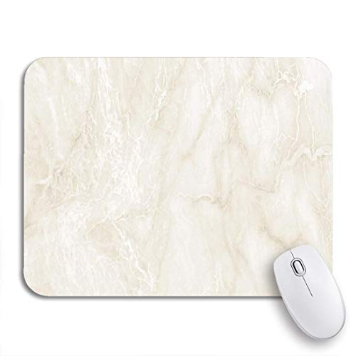 VICAFUCI Alfombrilla de rató Gaming,Beige Crema Mármol Gris Claro Piedra sintética Losa Gris,Ordenador tamaño (24 cm x 20 cm) Mouse Pad,Base de Goma Antideslizante,Impermeable