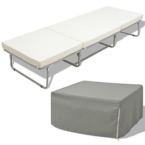 vidaXL Cama/Taburete Modelo Plegable con Colchón Incluido Marco Acero 200x70 cm