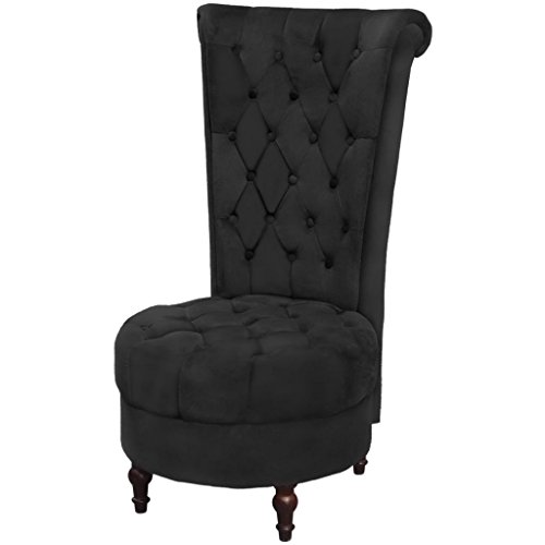 vidaXL Sillon de Respaldo Alto Clásico Tapizado de Tela Negro Asiento Elegante