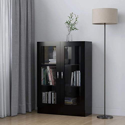 vidaXL Vitrina Armario de Libros Estantería Estante Soporte Almacenamiento Oficina Hogar Decoración de Aglomerado Negro 82,5x30,5x115 cm