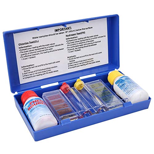 Vobor Pruebas de Caja de Agua Piscina Tester, PH Cloro Kit de Prueba de Calidad del Agua, Piscina pH Test Kit