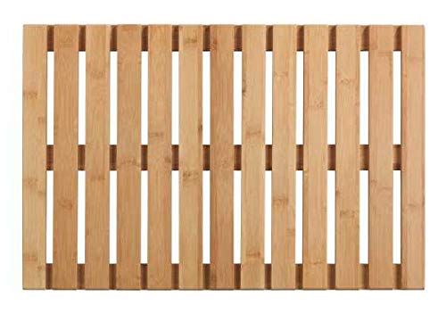 WENKO Rejilla para bañera Indoor & Outdoor Bambú - Alfombra de baño, rejilla para ducha, baño, piscina, sauna con parte inferior antideslizante, Bambú, 40 x 60 cm, natural