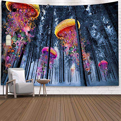 WERT Fondo de Medusas psicodélicas decoración de Pared de Tela Tapiz de brujería Cama decoración del hogar Tapiz Mural de Bosque A6 180x200cm