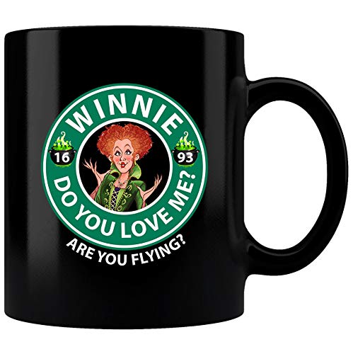 Winnie Do You Love Me are You Flying - Taza con texto en inglés "Hocus Pocus Withches Fall" 15 oz blanco