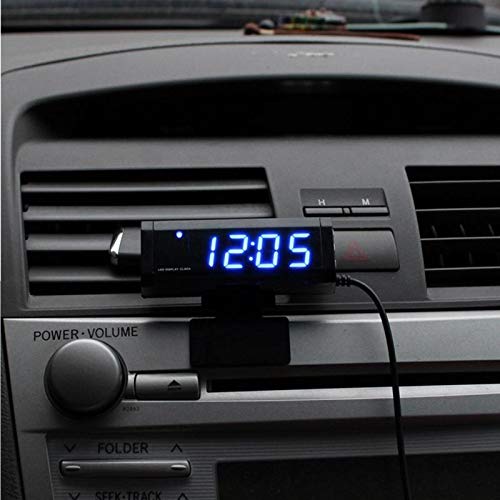 without brand CCH-Car PJ, Universal Display Coche 12V Reloj termómetro LED Digital luz de Fondo Azul Automoción Reloj electrónico Medidor de Temperatura