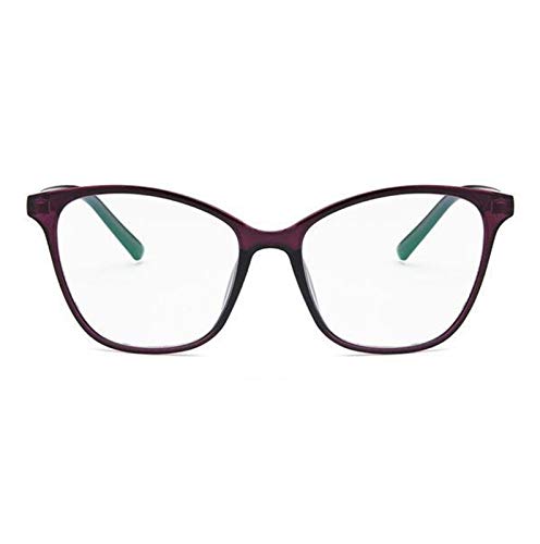 Without Marcos de Gafas Fashion Cat Eye Marcos Eyeglasses Diseño de Marca Mujeres Transparente Marco para Hombres Big Frame Eye Female Femenino Lente Claro Espectáculo (Frame Color : Clear Purple)