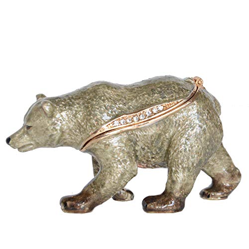 wksee Estatuasescultura Decorativabear Trinket Box Grizzly Jeweled Cajas Organizador Anillo Collar Holder Animal Figuras Regalos Creativos