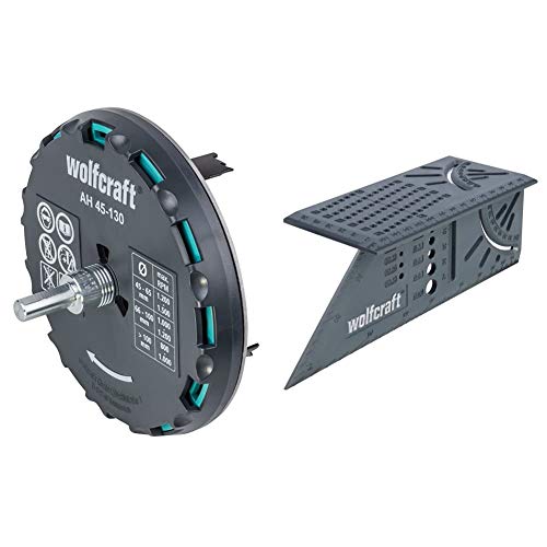 Wolfcraft 5978000 Sierra de Corona Ajustable, 0 W, 0 V, Negro, 45 x 130 mm + 5208000 - Escuadra (Regla) 3D