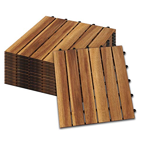 wolketon Baldosas de Madera para Suelos Juego de 11 Marrón 11-er Set 1m²