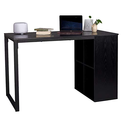 WOLTU Mesa Escritorio de Computadora Mesa de Oficina Mesa de Ordenador Portátil con 4 Estantes, Estructura de Acero 120x60x75cm Negro TSG26sz